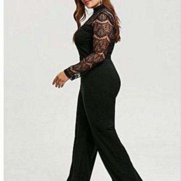 Nextmia Jumpsuit Lace Cut Out Hidden Zipper Elastic Waist Lightweight In… - Picture 1 of 7